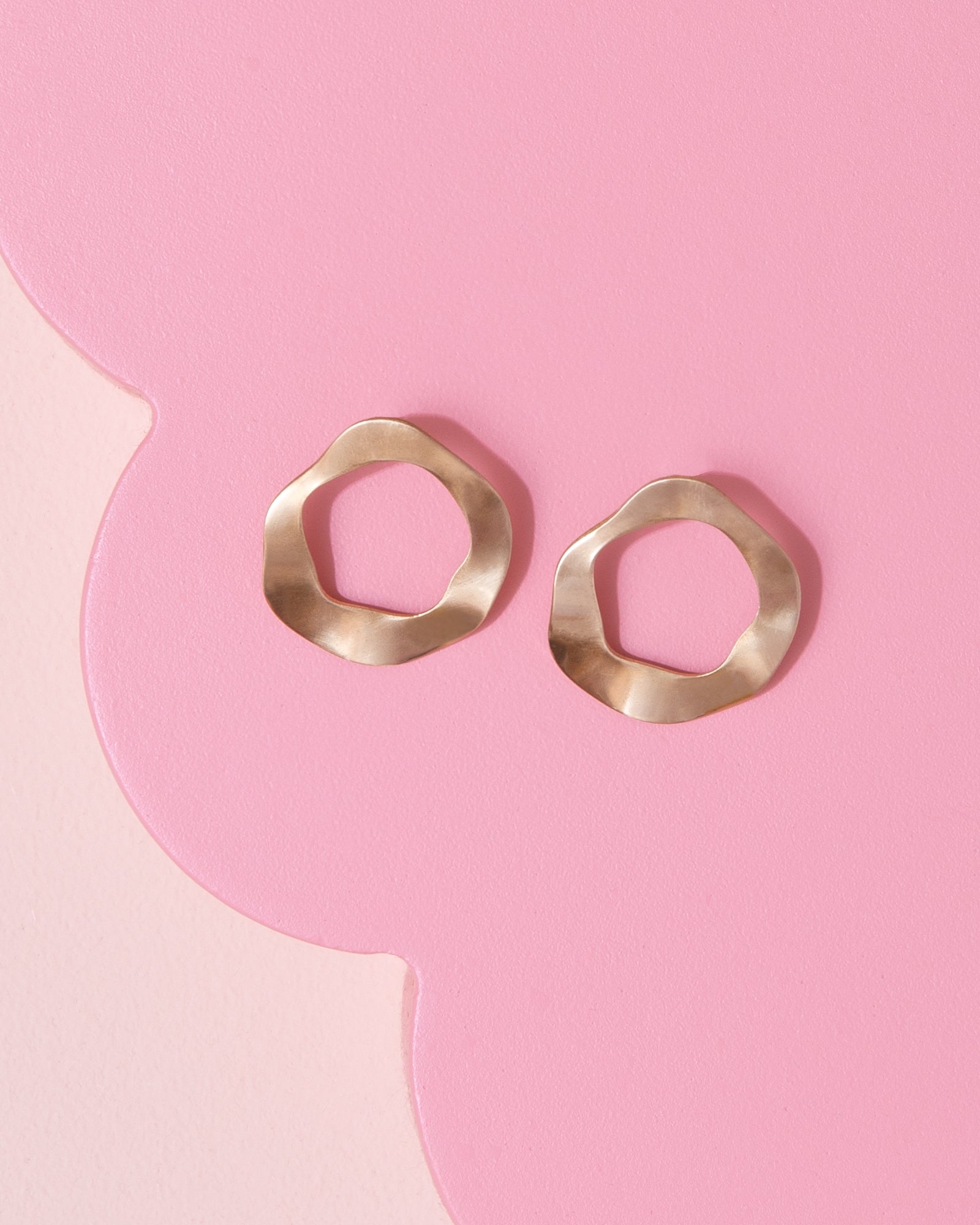 Custom Made gold coloured brass wavy earrings