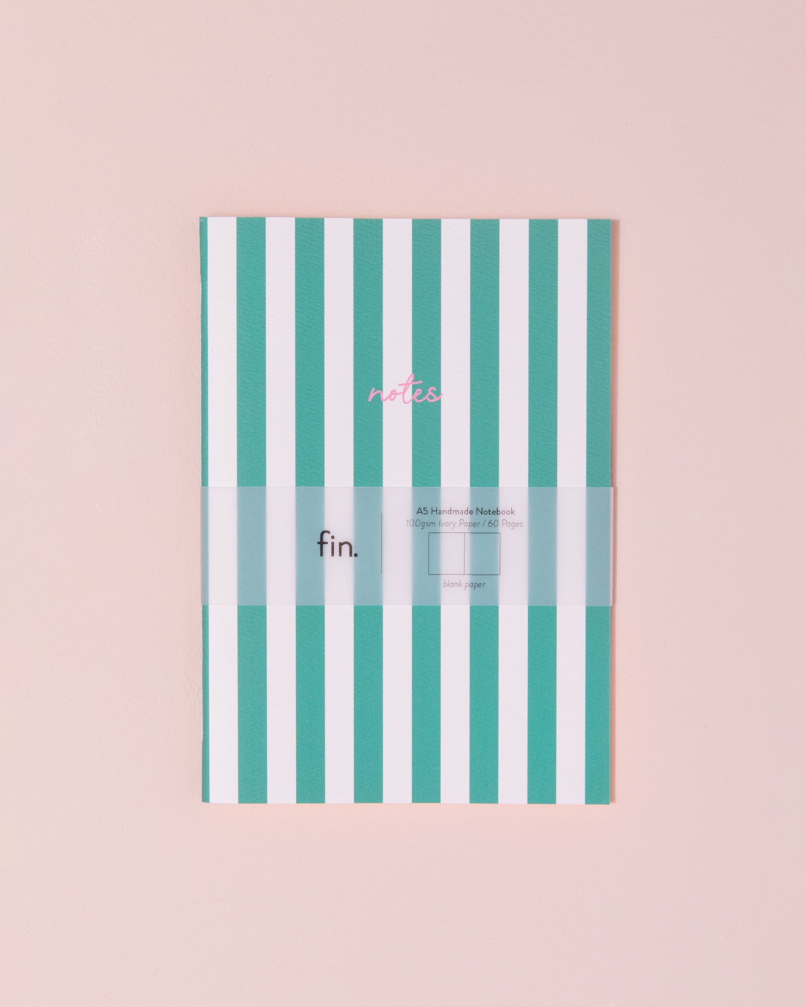 Green and white stripe notebook
