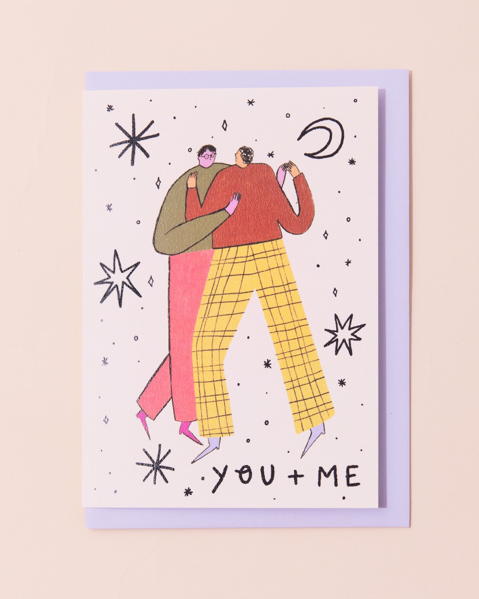 Valentine's greetings card with two men in love