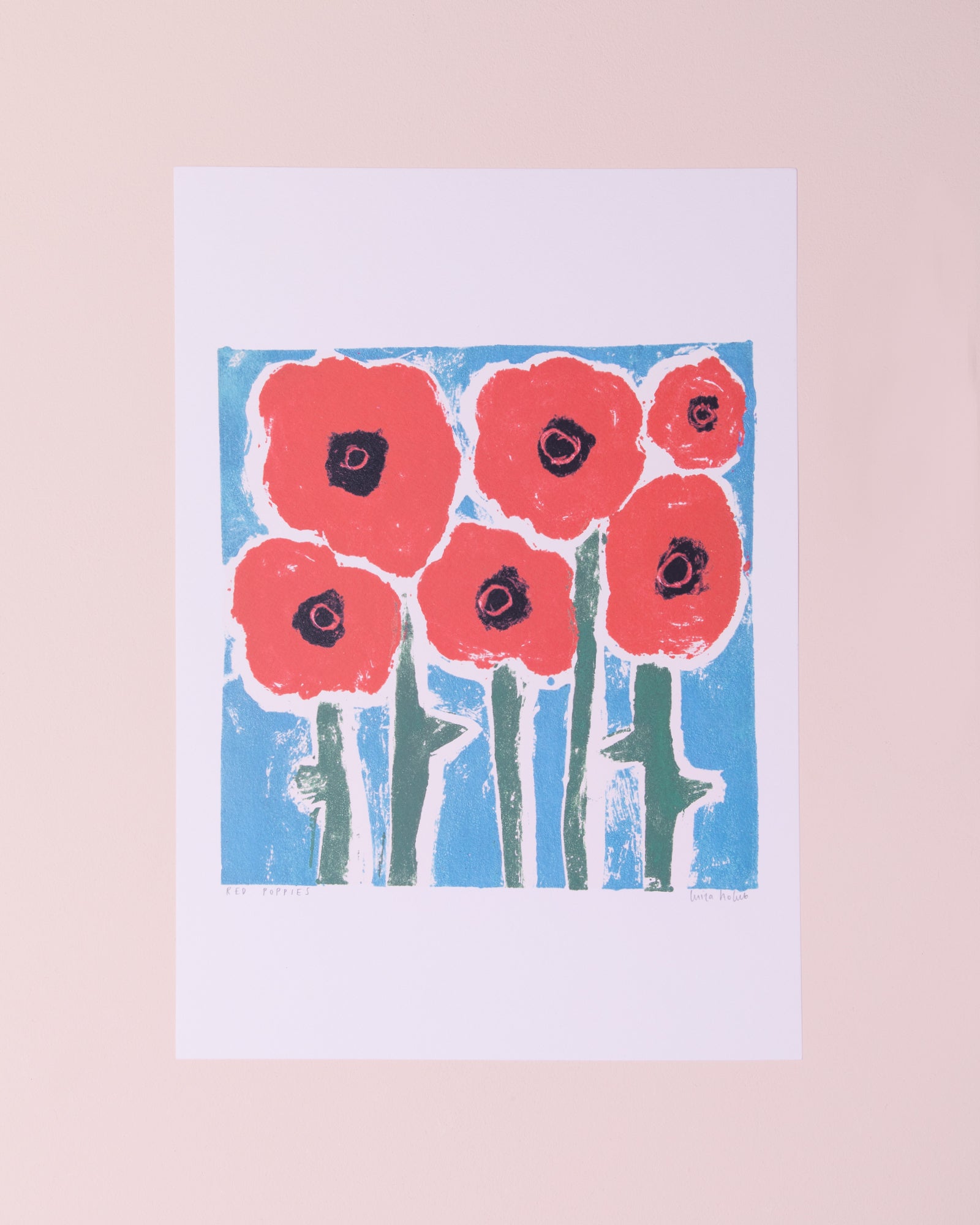 An A3 print of red poppies