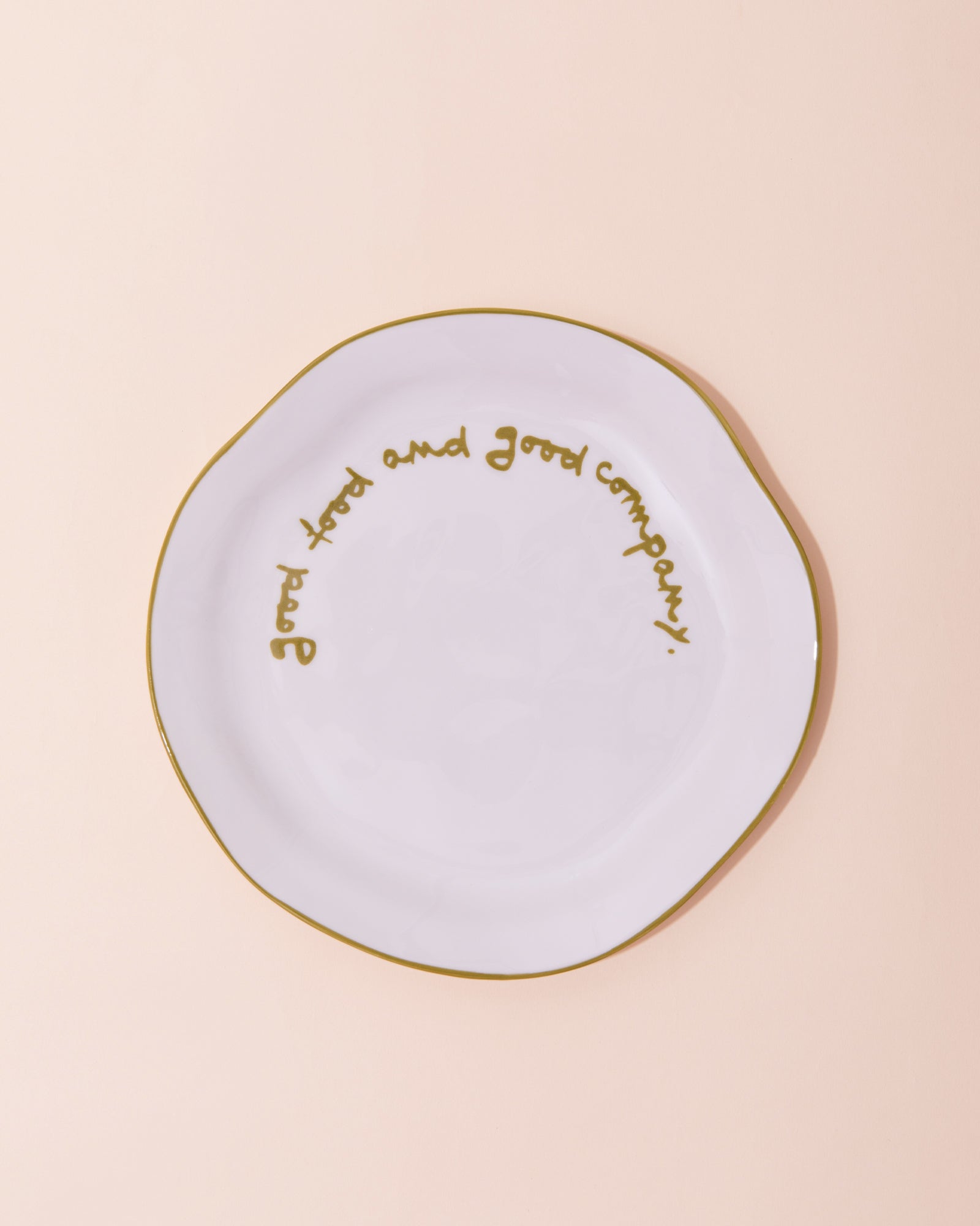 Ceramic side plate with green statement slogan Good Food And Good Company