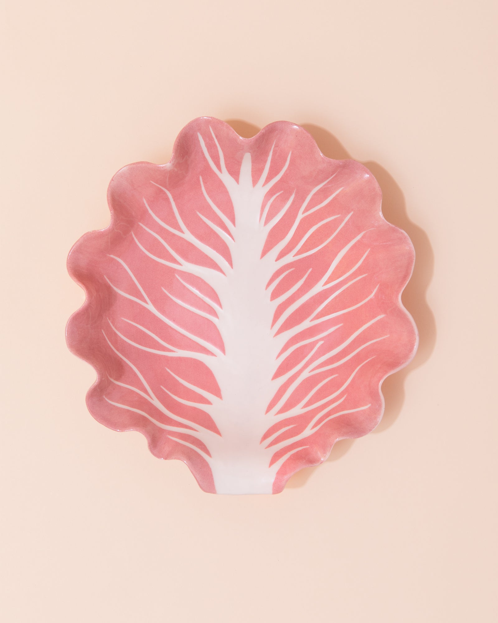 Pink and white ceramic radicchio serving plate