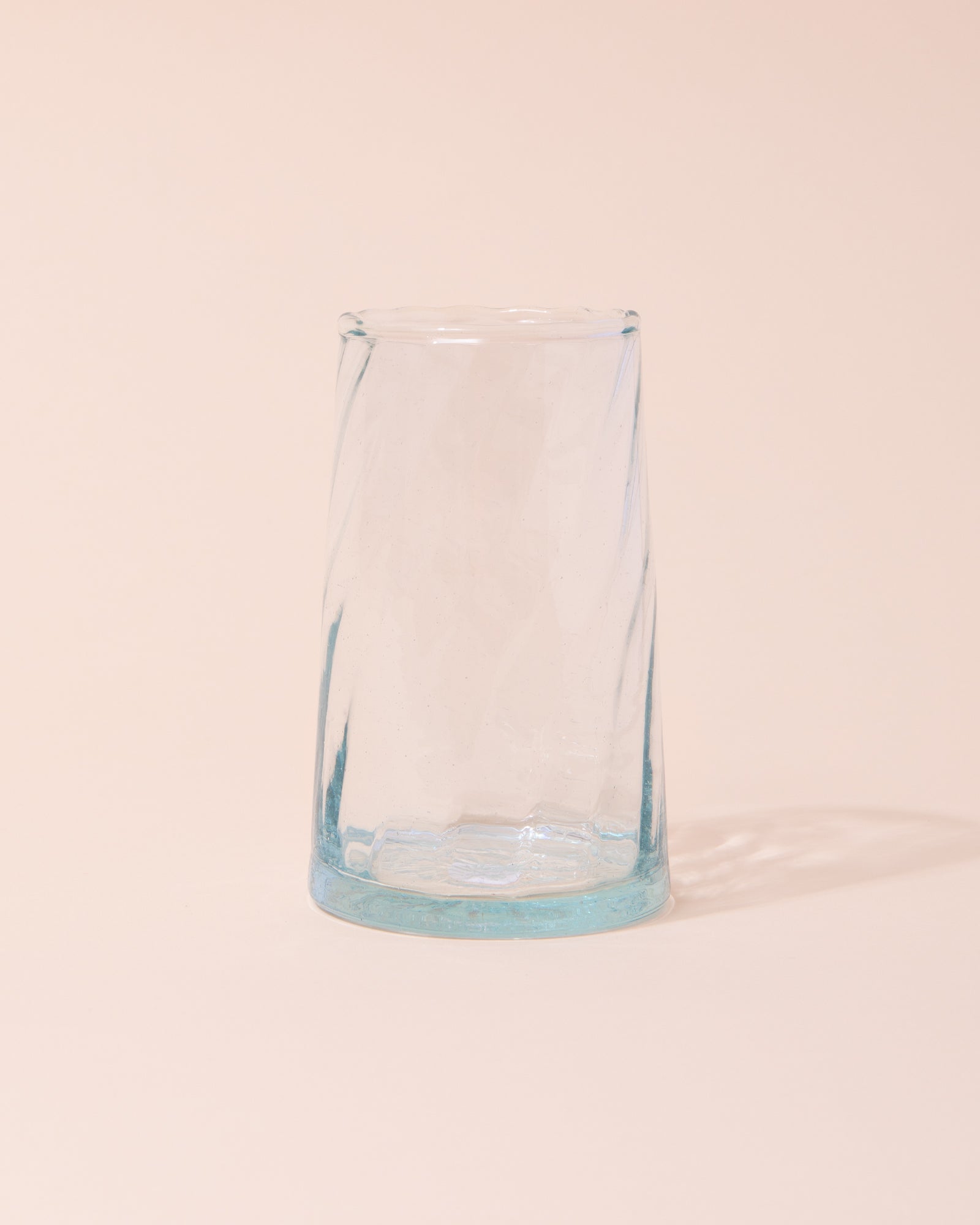Recycled clear Moroccan glass highball in a twist design
