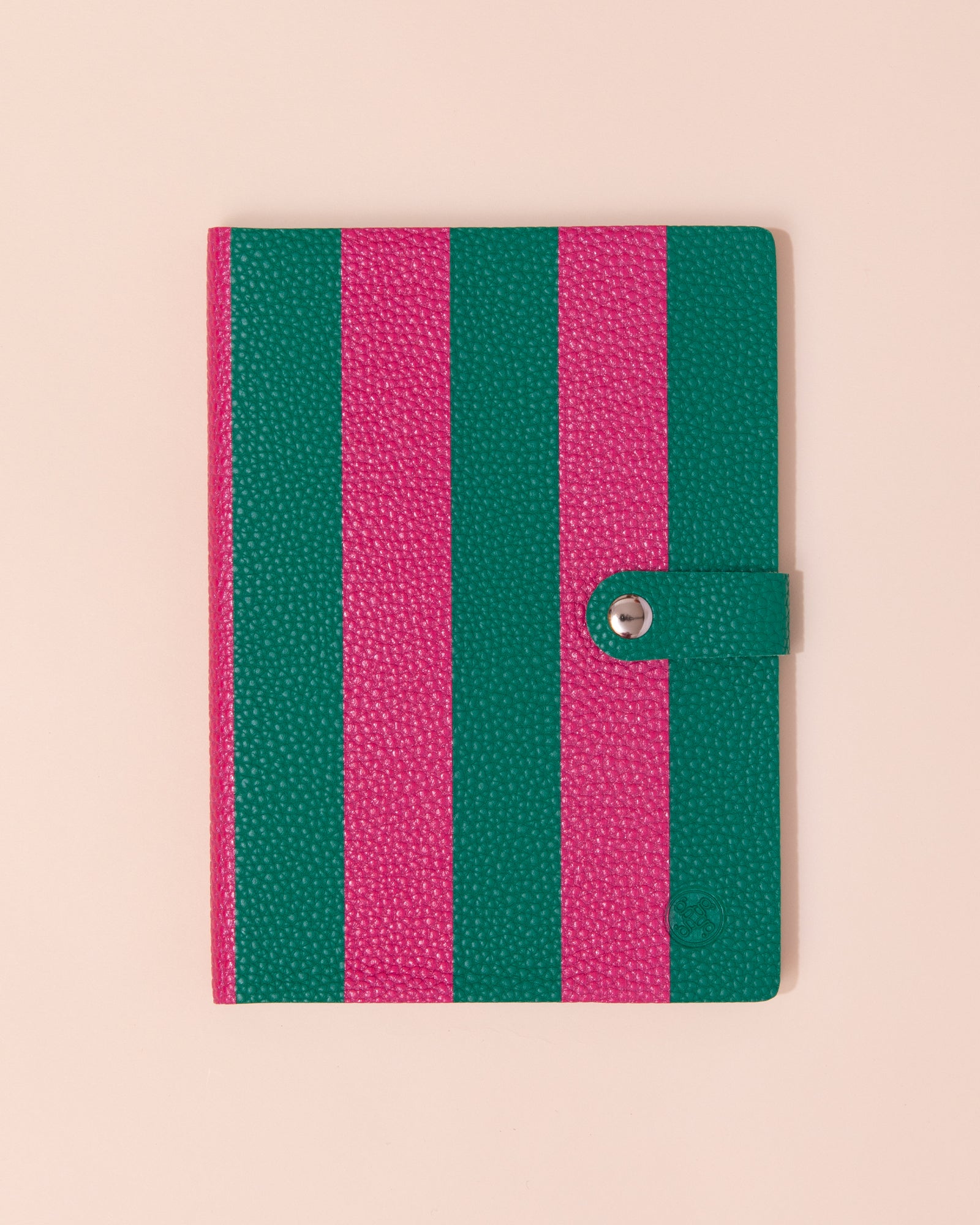 Green and pink stripe notebook