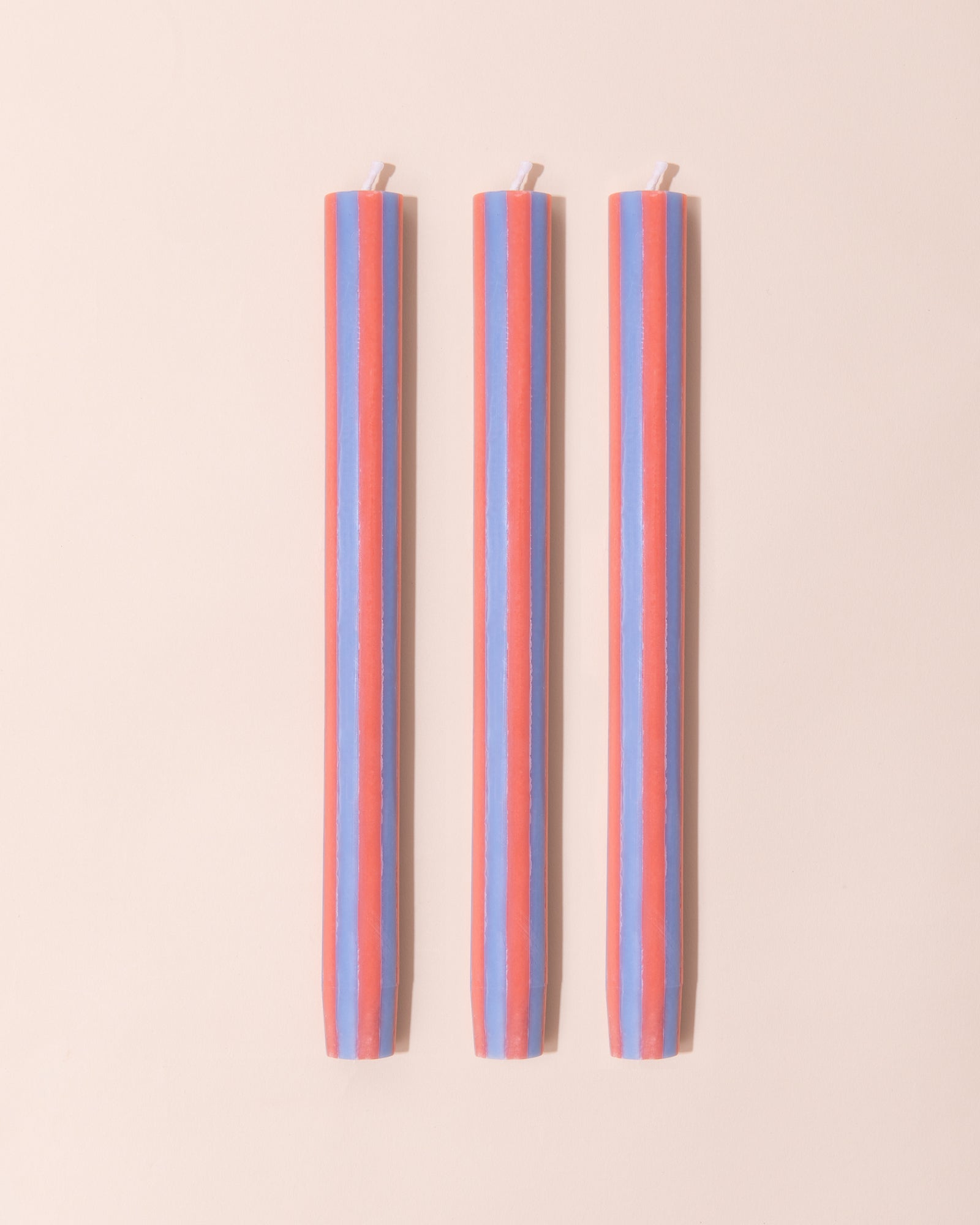 Stripe Dinner Candle | Blue + Peach