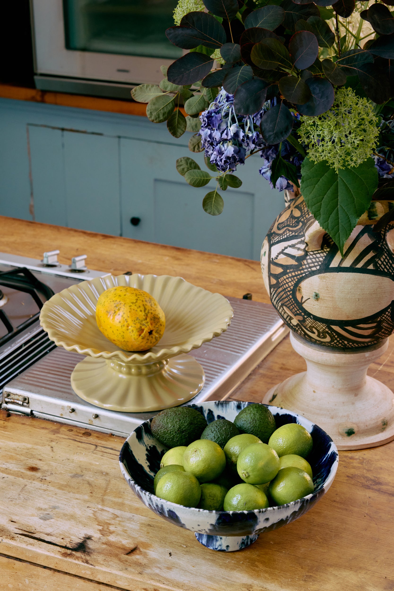 HKLIVING Ceramic Bowl On Base | Indigo