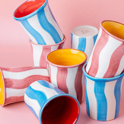 Stripe Ceramic Tumbler | Red + White