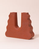 Amanita Labs wavy candle holder in terracotta colour