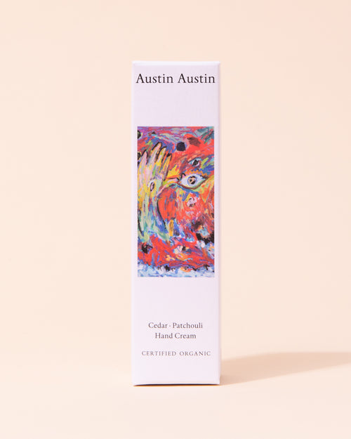 Colourful packaging of Austin Austin hand cream