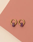 A Weathered Penny Gold Amethyst Hoops
