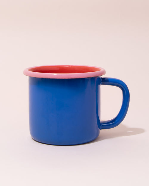 Bornn Enamelware Mug | Electric Blue + Coral