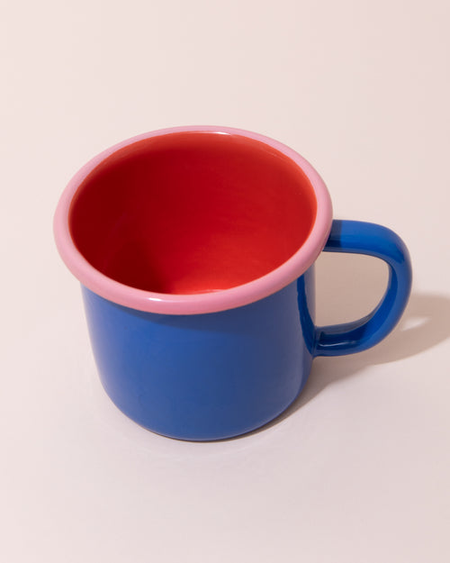 Bornn Enamelware Mug | Electric Blue + Coral