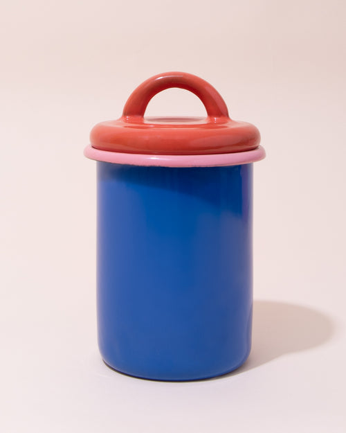 Bornn Enamelware Storage Jar | Electric Blue + Coral