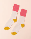 Lambswool Lounge Socks | Pink + Yellow