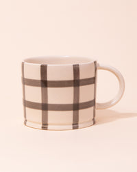 Black grid check ceramic mug