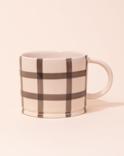 Black grid check ceramic mug