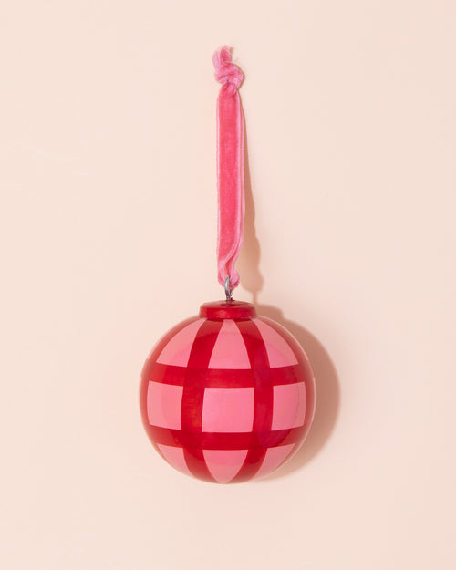 Christmas Bauble | Pink Check