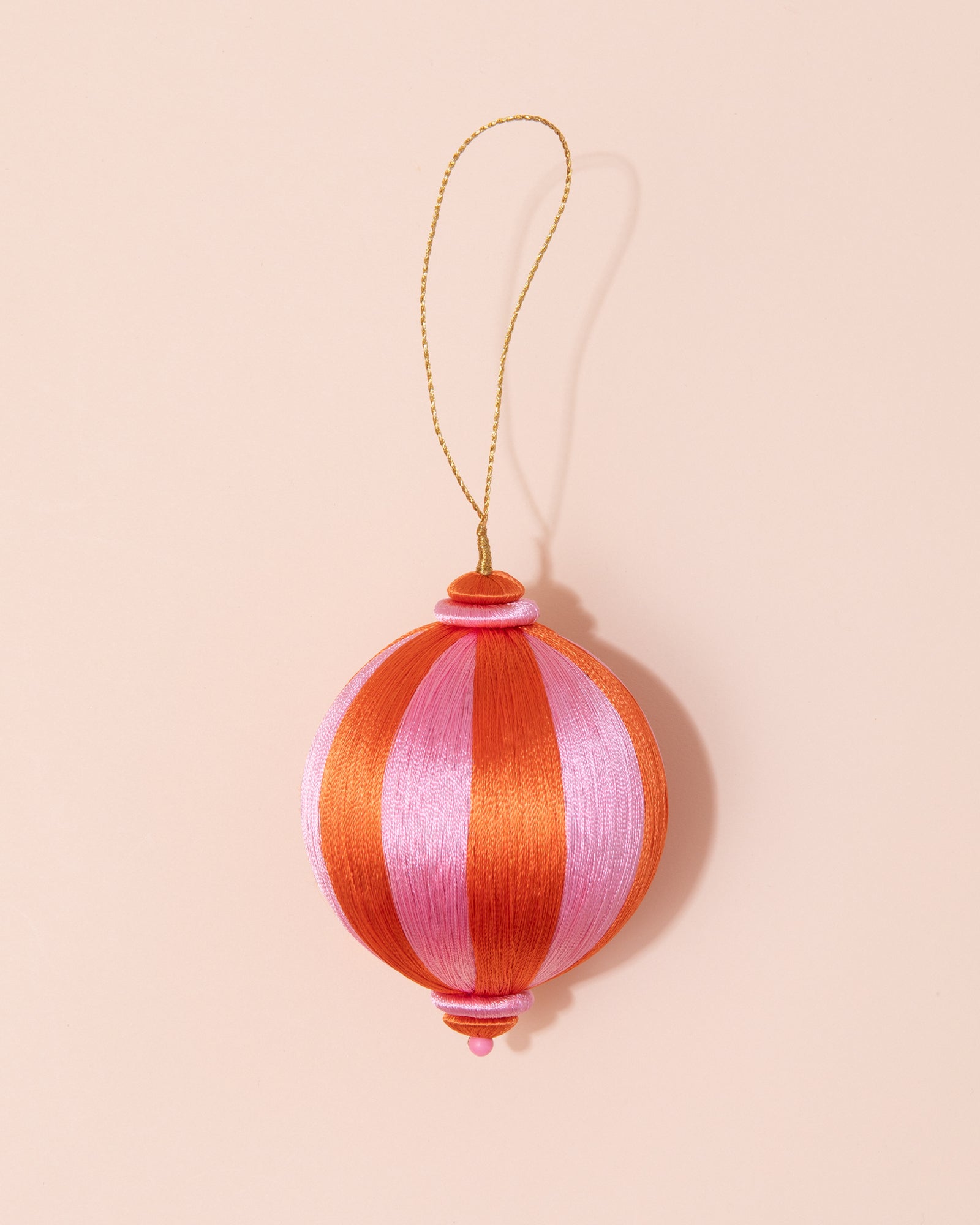 Christmas Bauble | Pink + Red Stripe