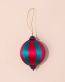 Christmas Bauble | Teal + Red Stripe