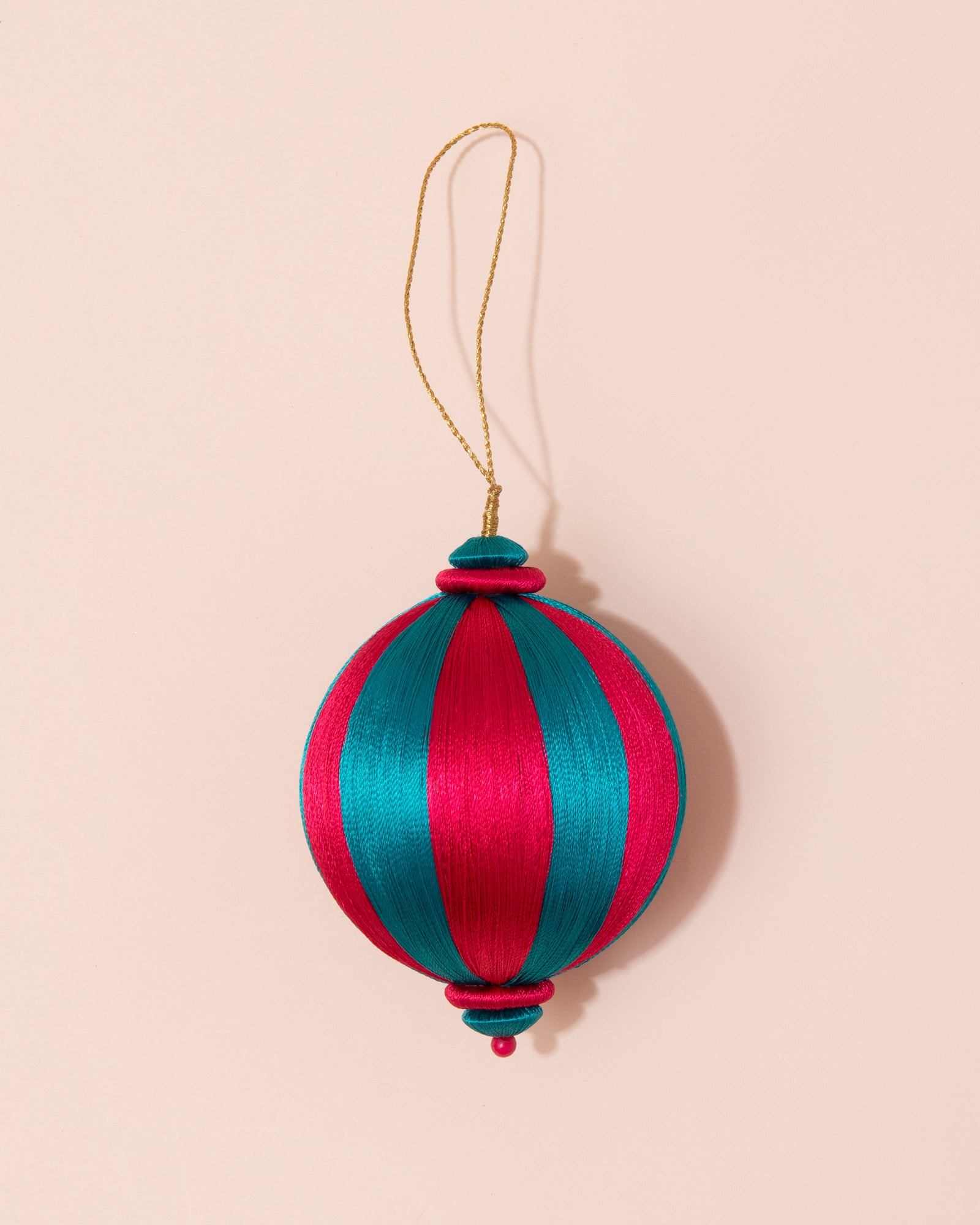 Christmas Bauble | Teal + Red Stripe