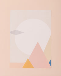 Colourful A4 art print of a mountain landscape