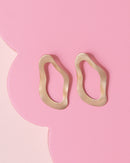 Custom Made gold coloured brass wavy drop earrings