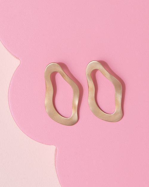 Custom Made gold coloured brass wavy drop earrings