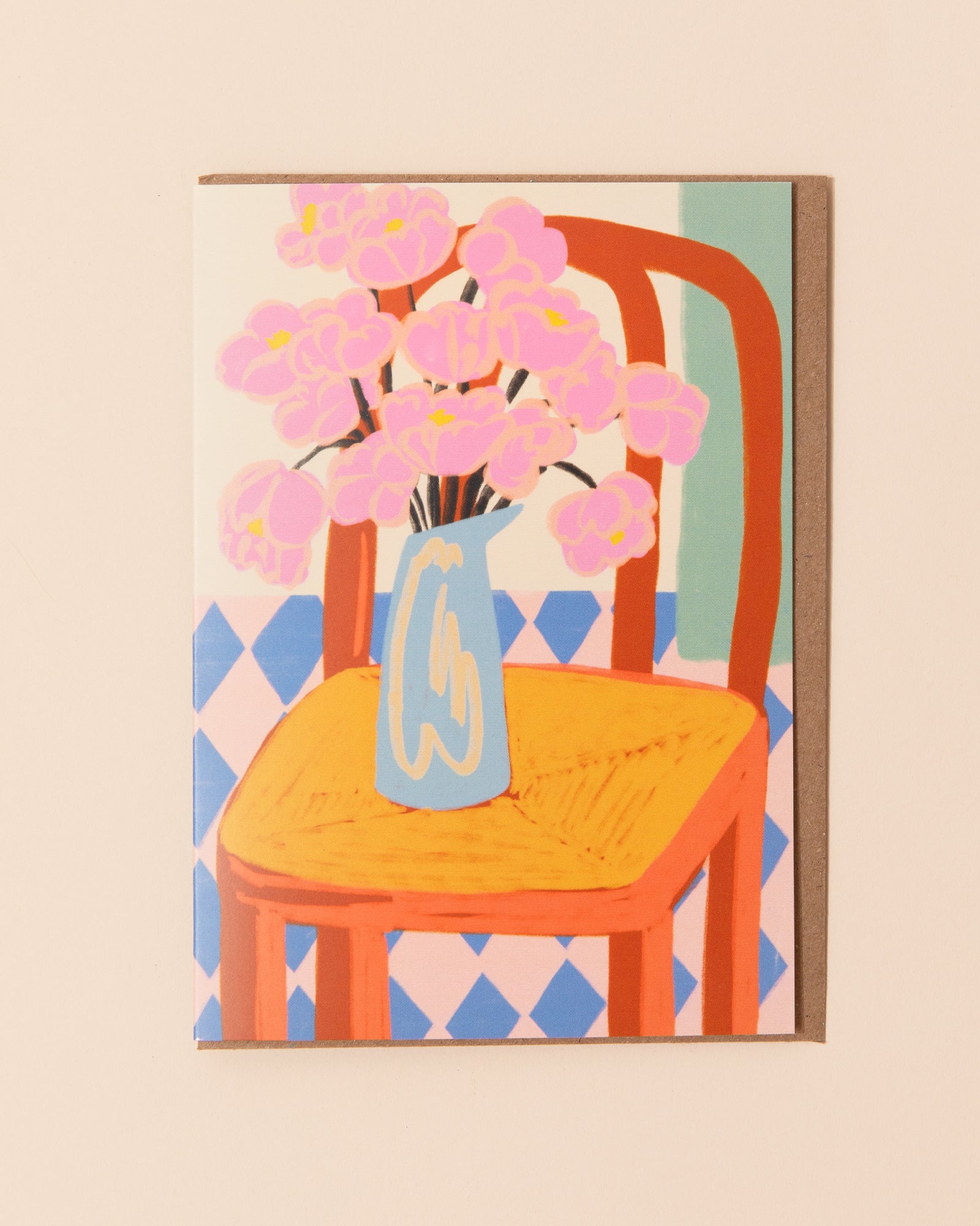 Flowers On A Chair Greetings Card