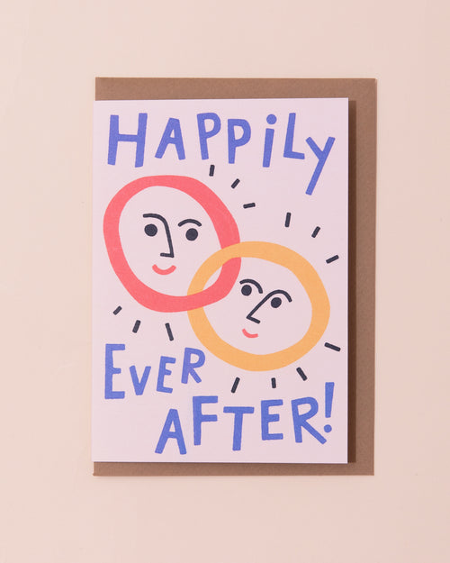 Engagement wedding greetings card with two smiling faces