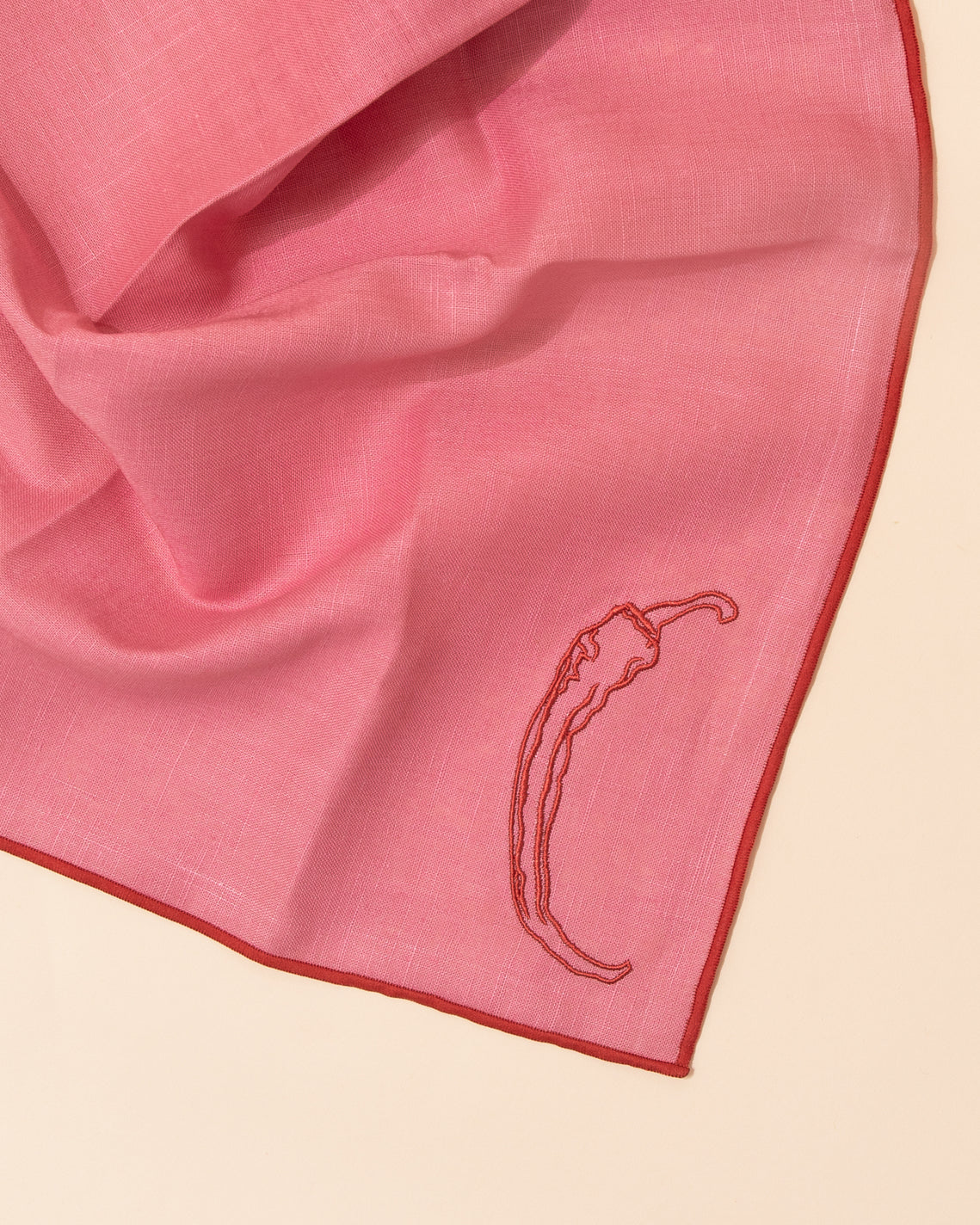 Embroidered Linen Napkin | Chilli