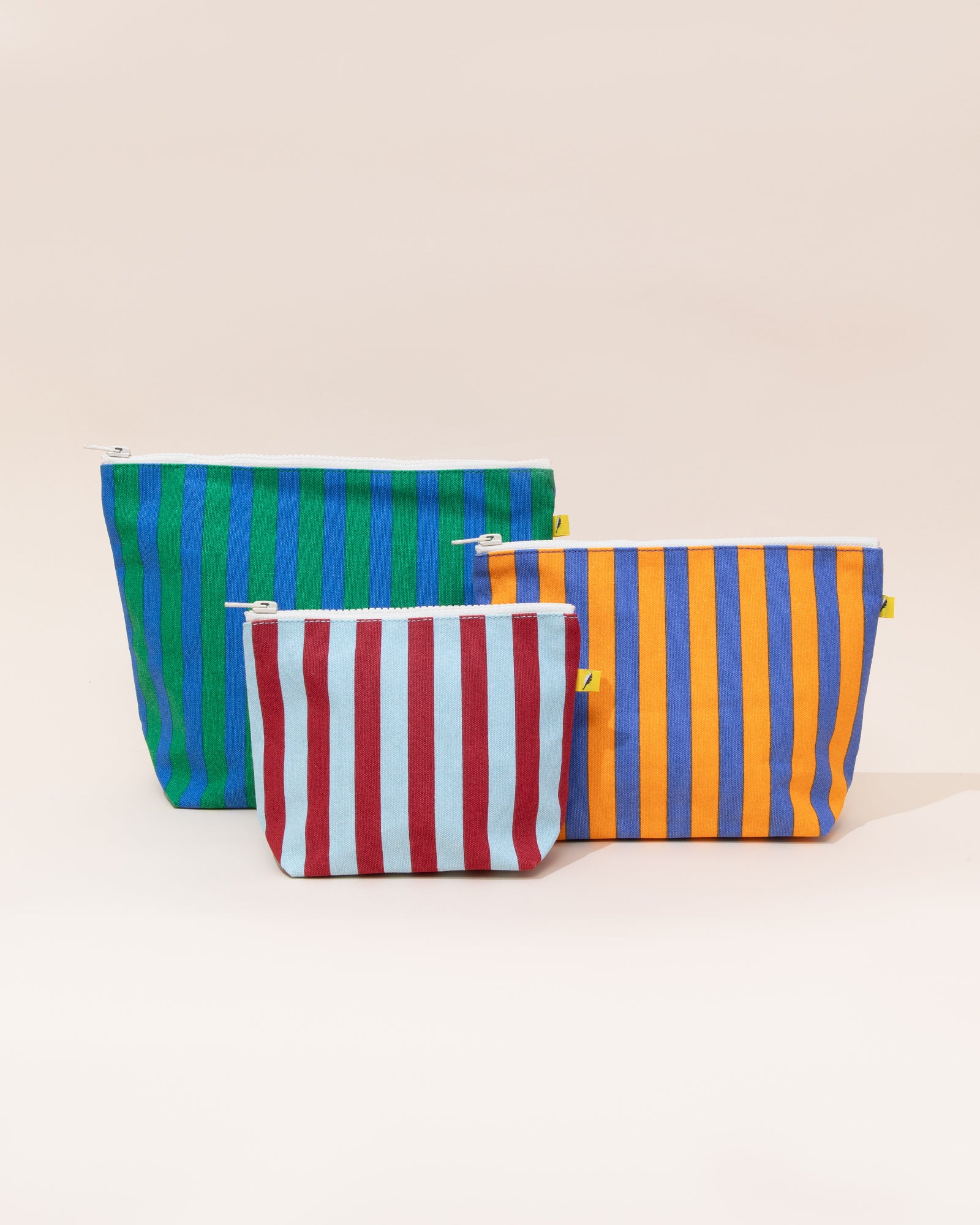 Fluf Storage Stripe Pouch | Green + Blue