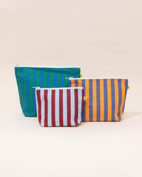 Fluf Storage Stripe Pouch | Green + Blue