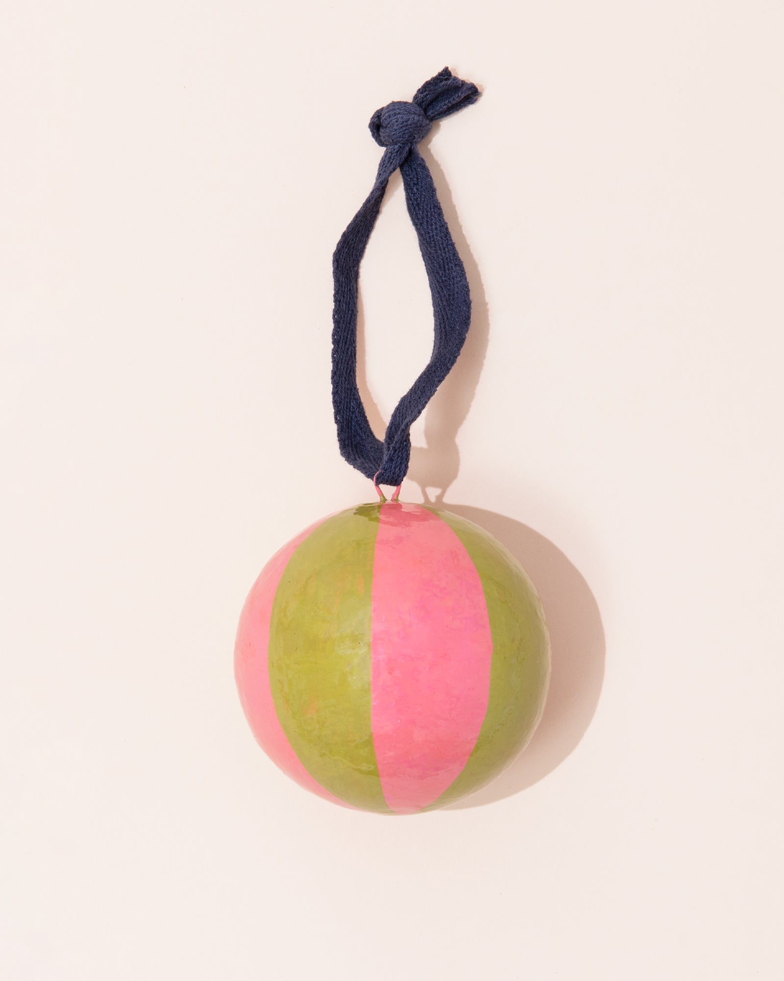 Christmas Bauble | Pink + Green Stripe