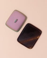Purple, turquoise and black ceramic butter dish by HKLIVING