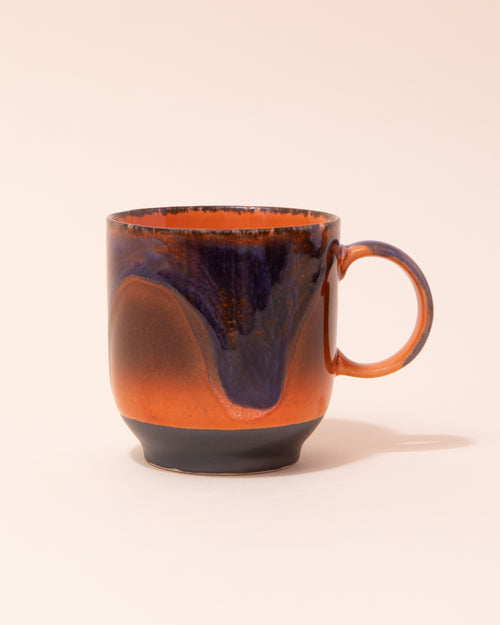 HKLIVING 70s style ceramic coffee mug in orange, blue and black