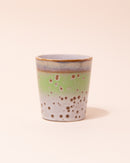 HKLIVING 70s style ceramic coffee mug in green brown and white