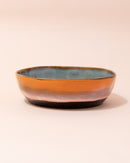 Blue and orange ceramic pasta bowl by HKLIVING