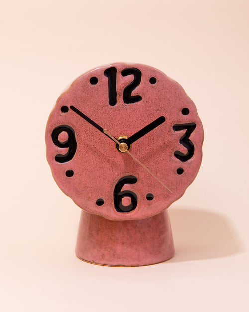 Pink ceramic 70s style clock by HKLIVING