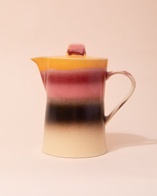 Pink, black and yellow ceramic teapot by HKLIVING
