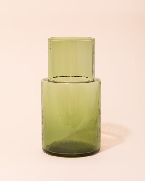 Green textured glass carafe by HKLIVING