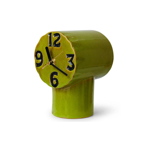 Green ceramic 70s style clock by HKLIVING