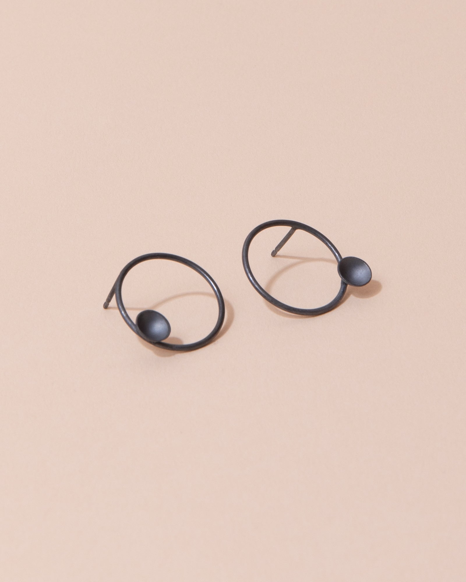 Jennifer Nicolson Black Circle Dot Earrings