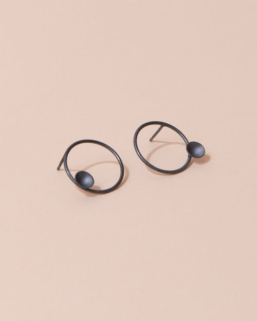 Jennifer Nicolson Black Circle Dot Earrings