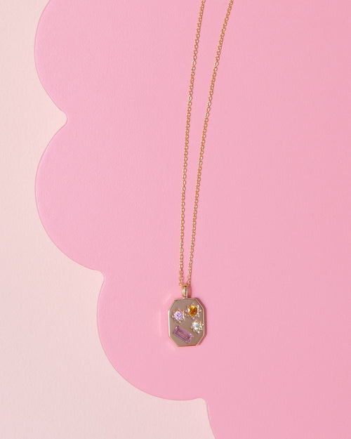 Junk jewels gold disco necklace with colourful jewels