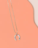 Junk Jewels Horseshoe Charm Necklace | Silver