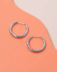 Junk Jewels Wobbly Large Silver Hoop Earrings