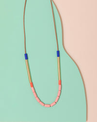 Loela Pink + Blue Bead Necklace