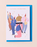 Birthday greetings card featuring jazz musicians