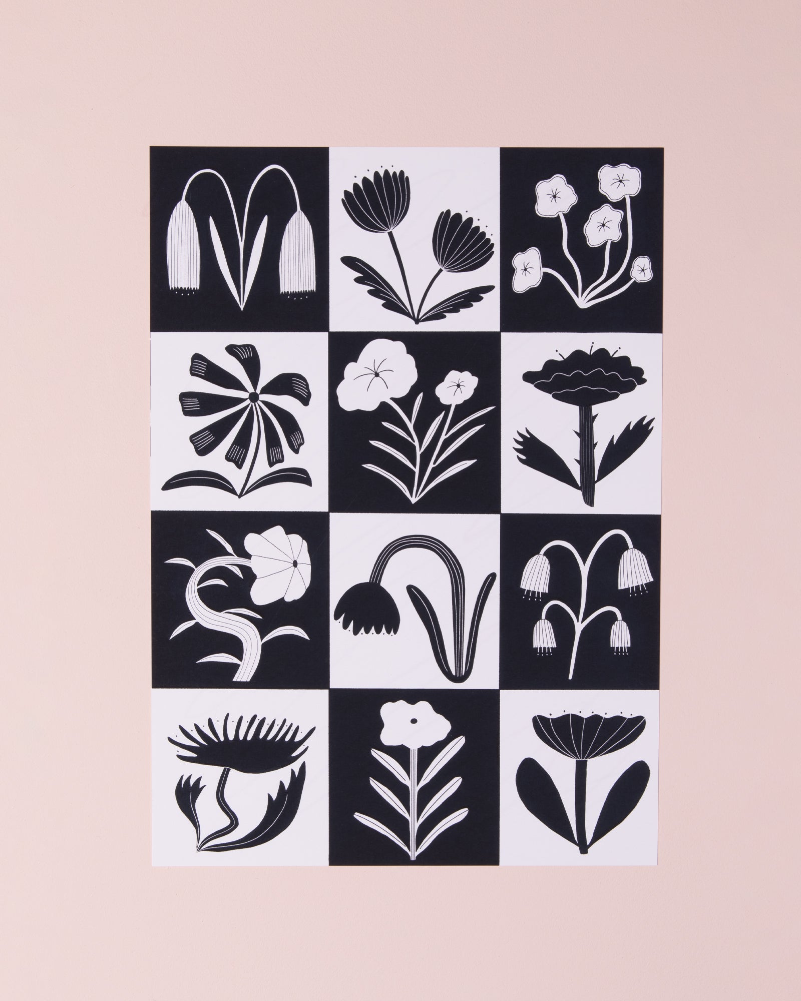 Monochrome Flowers Print