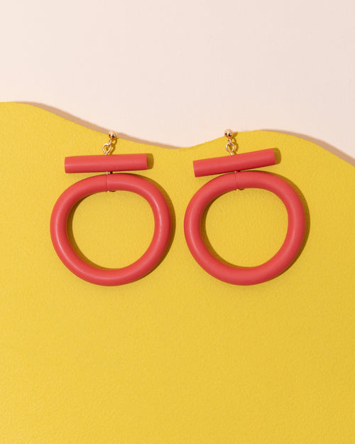 Loela Circle Earrings | Red